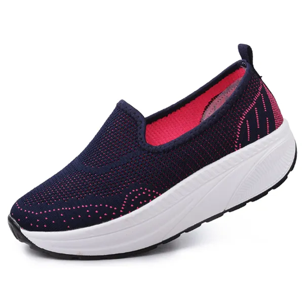 Walking Casual Shoes Zip Code Comfy Slip-On Double Mesh Platform Shoes
