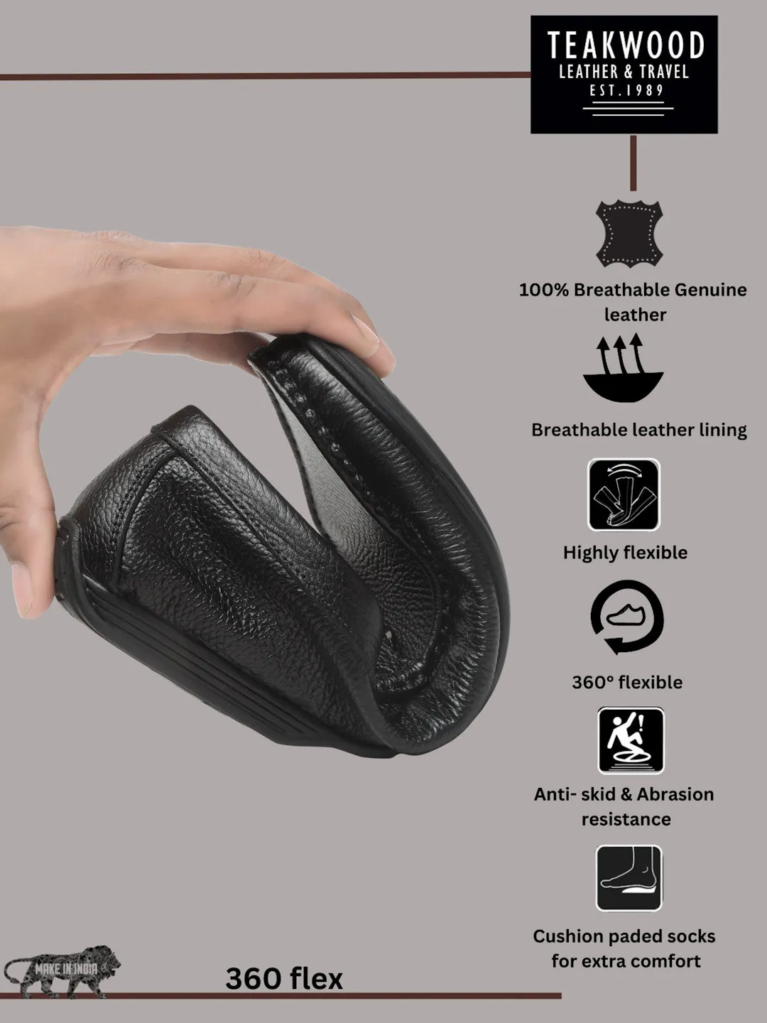 Easy Rider Casual Shoes Men's Black Leather Flexi 360 Loafers