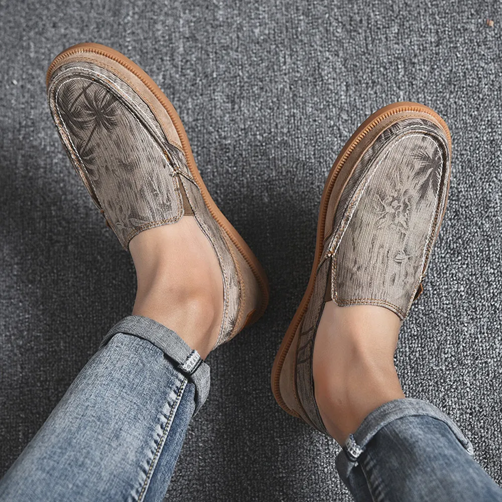 Mens Classic Cloth Shoes Breathable Slip on Flat Loafer | runandup Penny Loafers Without Socks