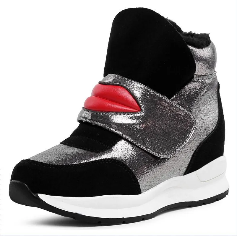 Size 9 Casual Shoes ankle boots heels shoes women casual shoes height increased high top shoes mixed color boots