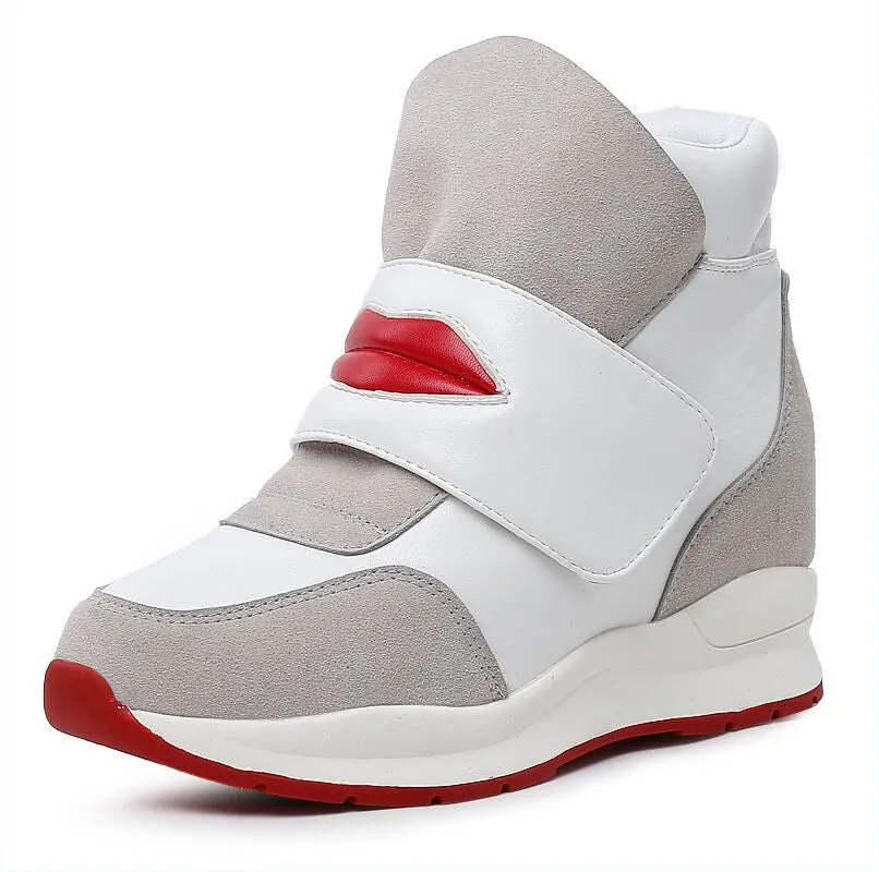 ankle boots heels shoes women casual shoes height increased high top shoes mixed color boots The North Face Casual Shoes