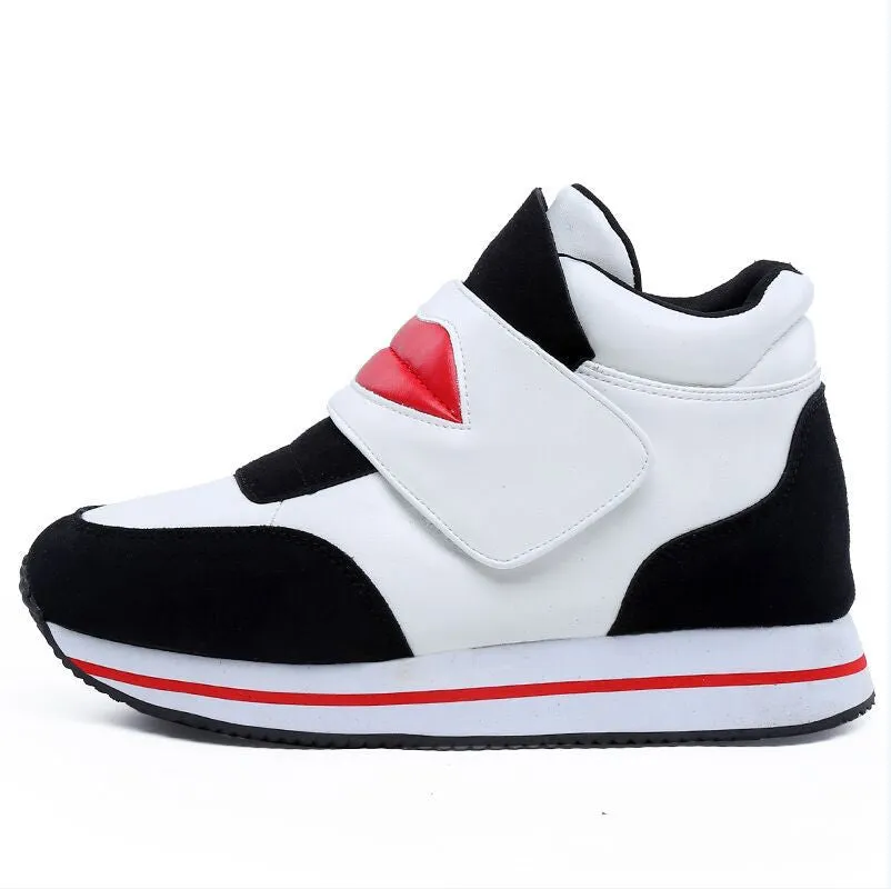 ankle boots heels shoes women casual shoes height increased high top shoes mixed color boots Casual Semi Formal Shoes