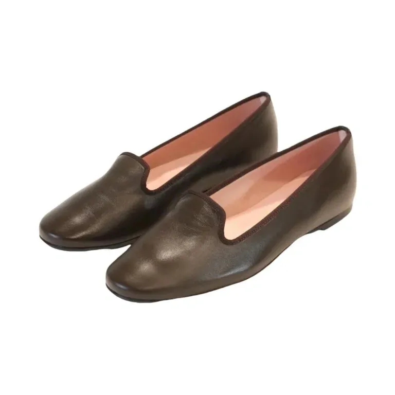 Enzo Angiolini Loafers Smoks - Brown Soft Leather Smoking Loafer for Teen/Women by Pretty Ballerinas