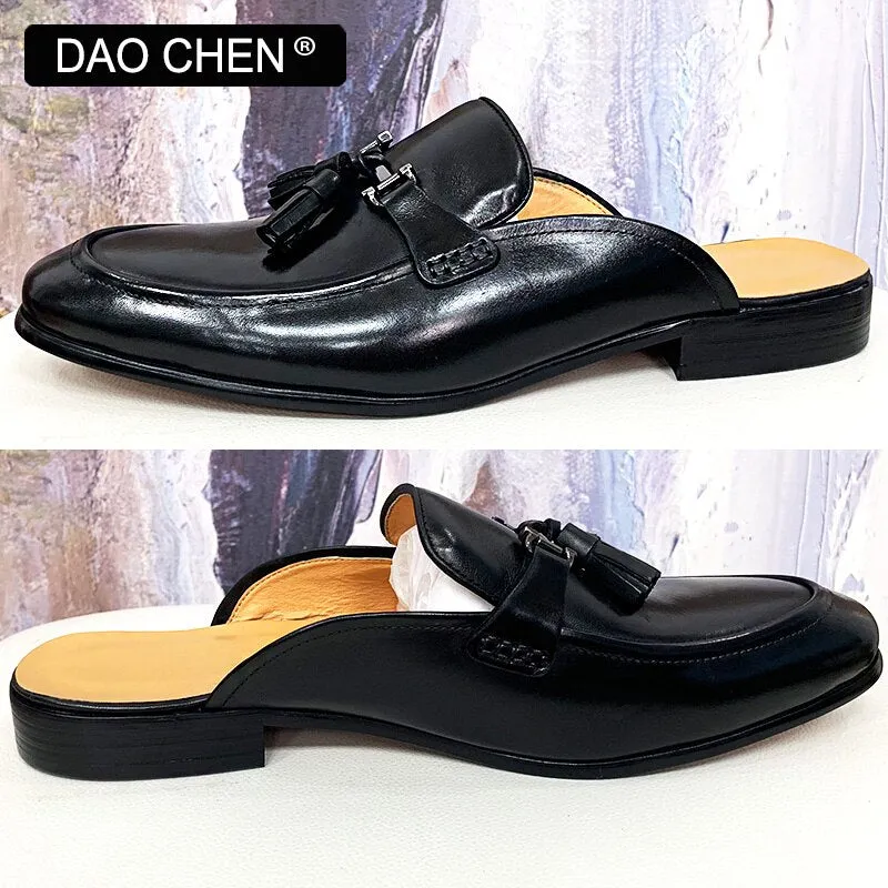FASHION MENS TASSEL SLIP ON MULES Western Casual Shoes