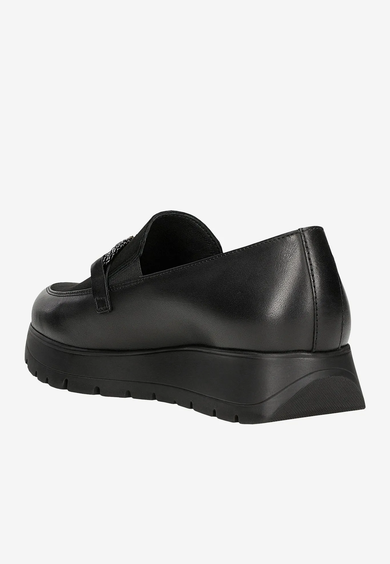 Wojas Black Leather Loafers with Golden Detail | 4630471 Oxford Style Shoe