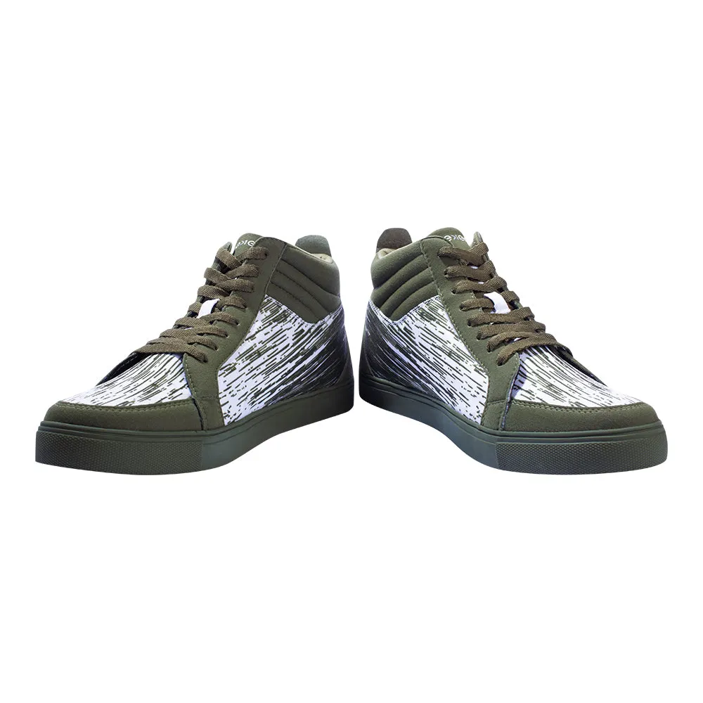 Shoes To Wear With Casual Trousers Eeken E1A009 Olive Green Printed Lightweight Ultra Stylish Ankle-Length Casual Shoes For Men