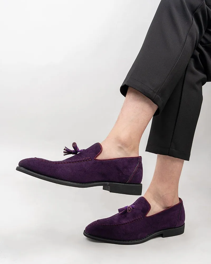 Men's Suede Tassels Slip-on Vintage Penny Casual Moccasin Loafers Split Toe Loafers