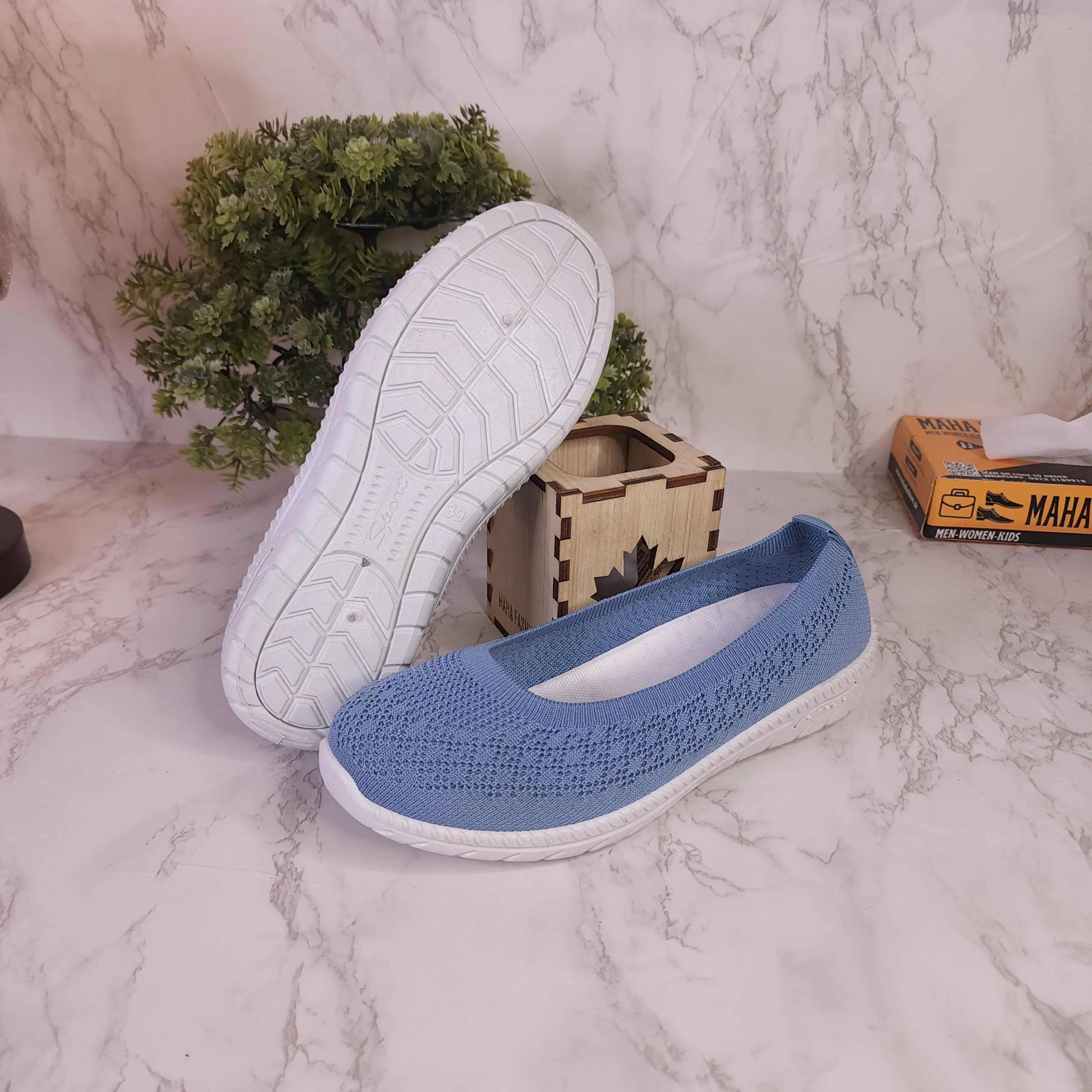 Blue Women Comfortable Loafers Casual Slip Loafers Oxford