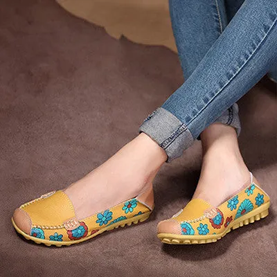 Lug Sole Platform Loafers Summer Women flats Flower Print Women pu Leather Shoes Cow Muscle Ballet Woman shoes Flexible Ladies Loafer Flats 2017 ADT913