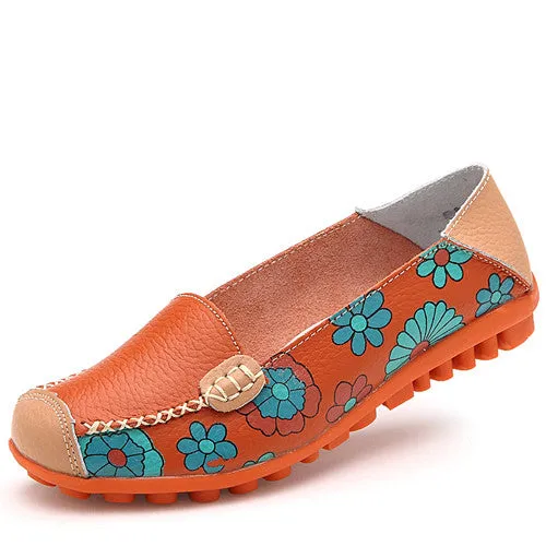 Loafers Brixton Summer Women flats Flower Print Women pu Leather Shoes Cow Muscle Ballet Woman shoes Flexible Ladies Loafer Flats 2017 ADT913