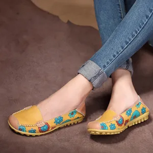 Ladies Lace Up Loafers Summer Women flats Flower Print Women pu Leather Shoes Cow Muscle Ballet Woman shoes Flexible Ladies Loafer Flats 2017 ADT913