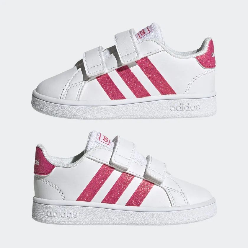 Adidas Infants Grand Court Shoes White Pink EG3815 Adidas Soccer Shoes Kangaroo Leather