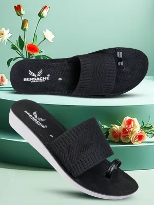Bersache Extra Soft Classic Casual with  Regular wear with Ultra Soft & Flexibility Technology Flip Flop For women's/Girl's-(6151-Black) Slippers Design For