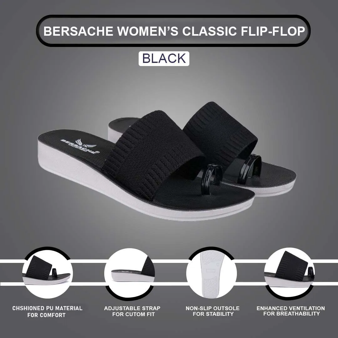 Bersache Extra Soft Classic Casual with  Regular wear with Ultra Soft & Flexibility Technology Flip Flop For women's/Girl's-(6151-Black) Infant Ballet Slippers