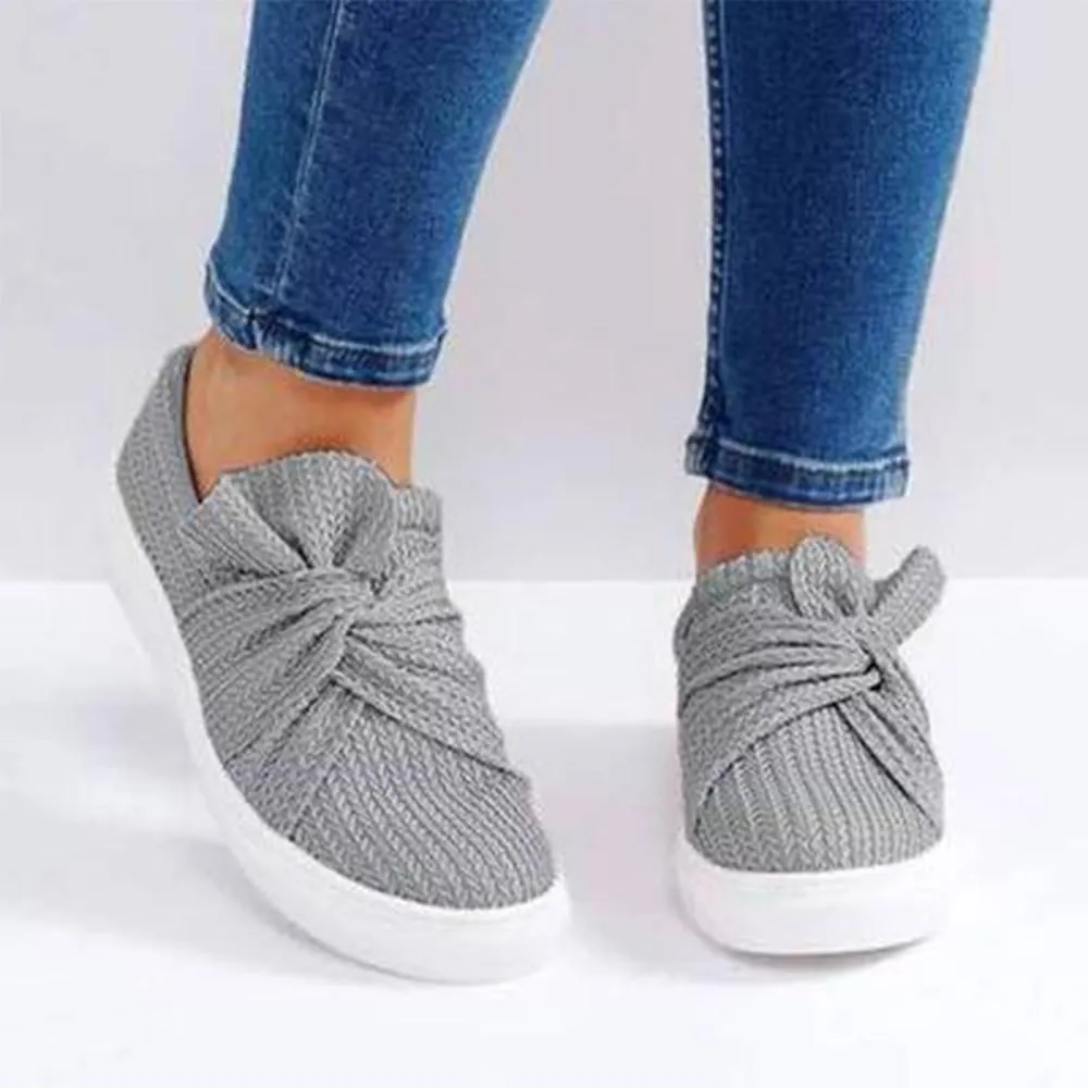 Bow Breathable Flats Slip On Canvas Loafers Soda Loafers