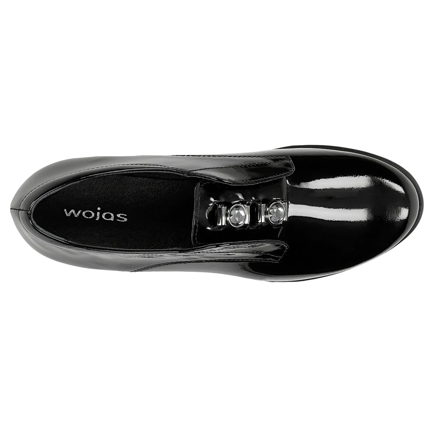 Dark Oxfords Black Leather Oxfords Wedges with Silver Details | 4609531