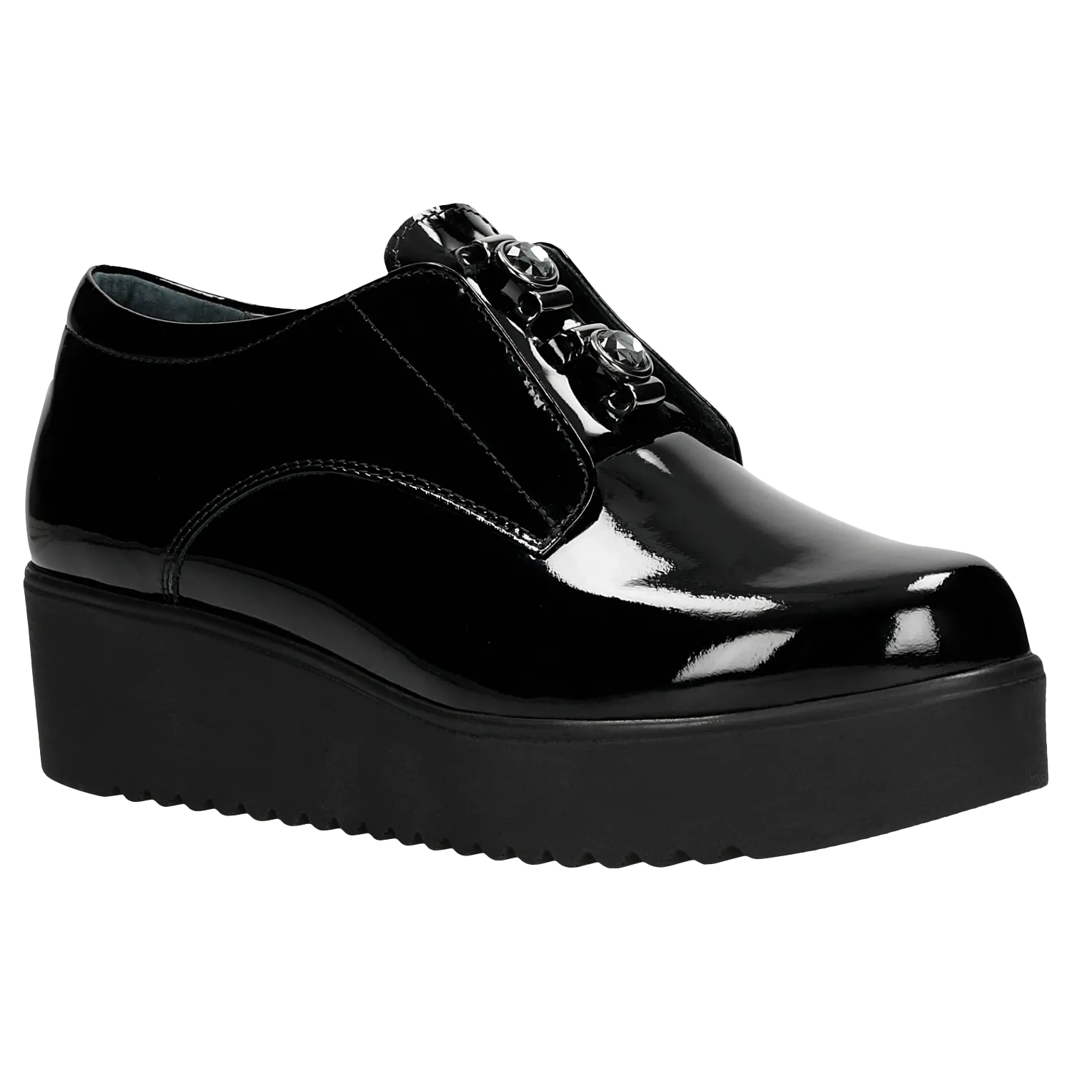 Black Leather Oxfords Wedges with Silver Details | 4609531 Oxfords Shoe