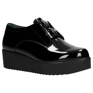 Black Leather Oxfords Wedges with Silver Details | 4609531 Upton Wingtip Oxfords