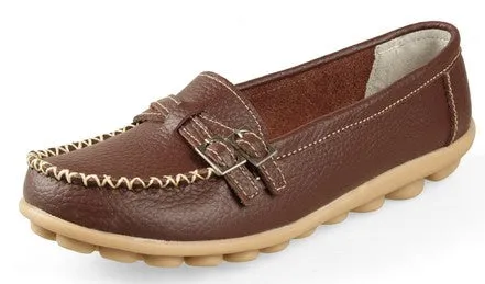 Woman Genuine Leather Women Shoes Flats 8 Colors Buckle Loafers Slip On Women's Flat Shoes Flat Pedals Shoes
