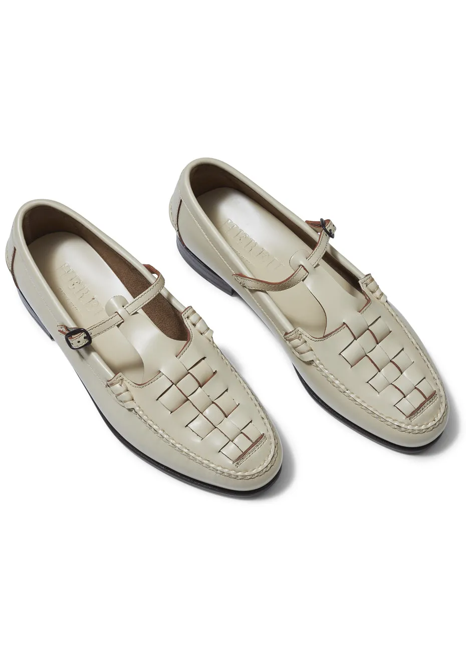 Maqueda Interwoven T-Bar Loafer Custard Loafers With Or Without Socks