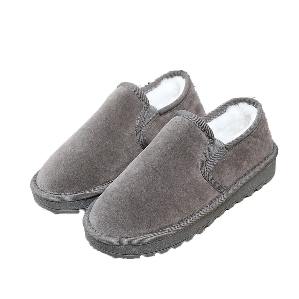 Fashion Women Boots Flat Ankle Fur Lined Warm Snow Breathable Shoes Lazy shoes Big Size 35-43 Drop Shipping Textured Slip On Casual Shoes