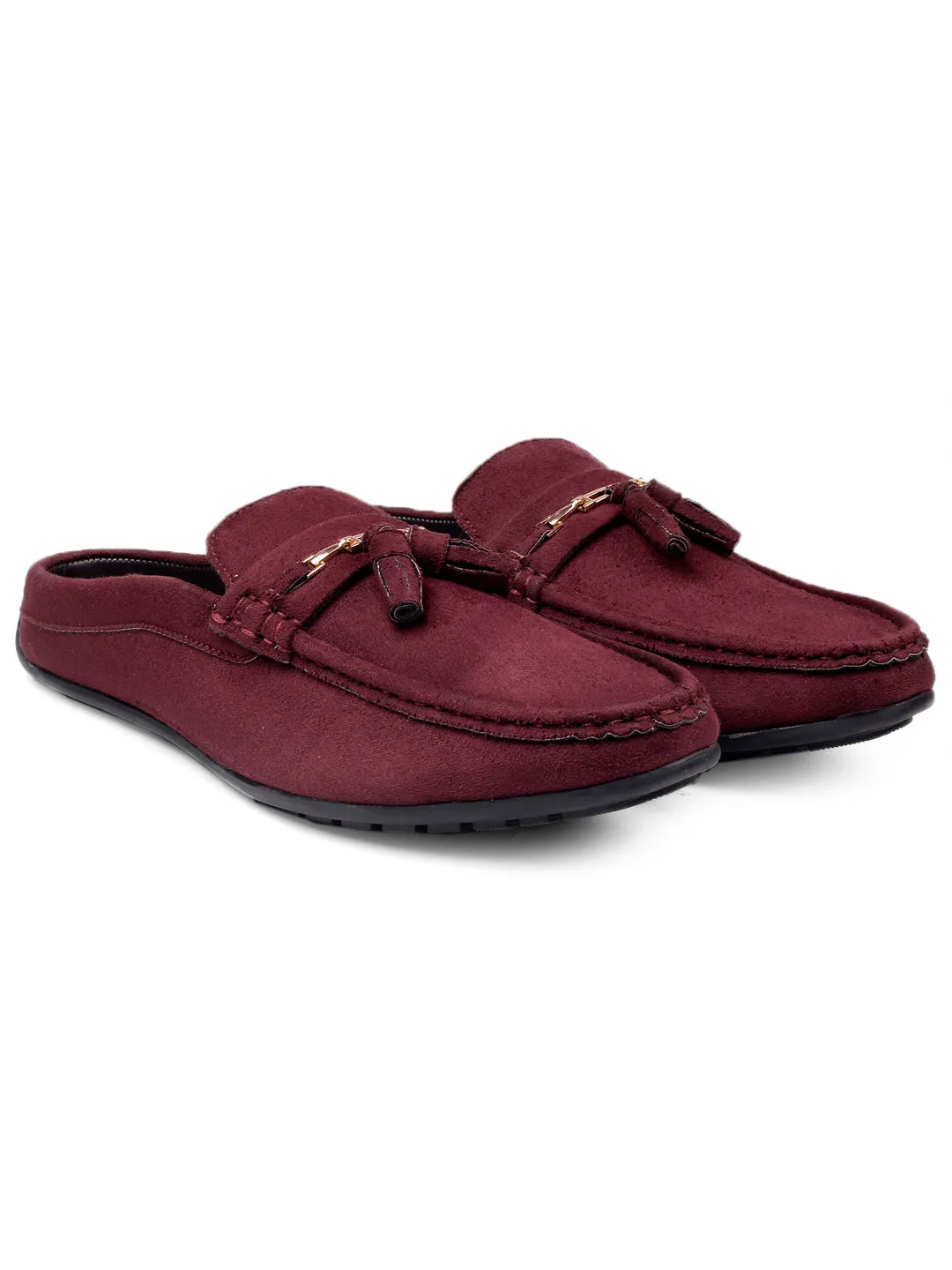 Doc Martens Adrian Loafers Bacca Bucci JAMBOREE Fashion Mules/Clogs/Backless Loafers for Party/Travel/Office-Velvet Maroon