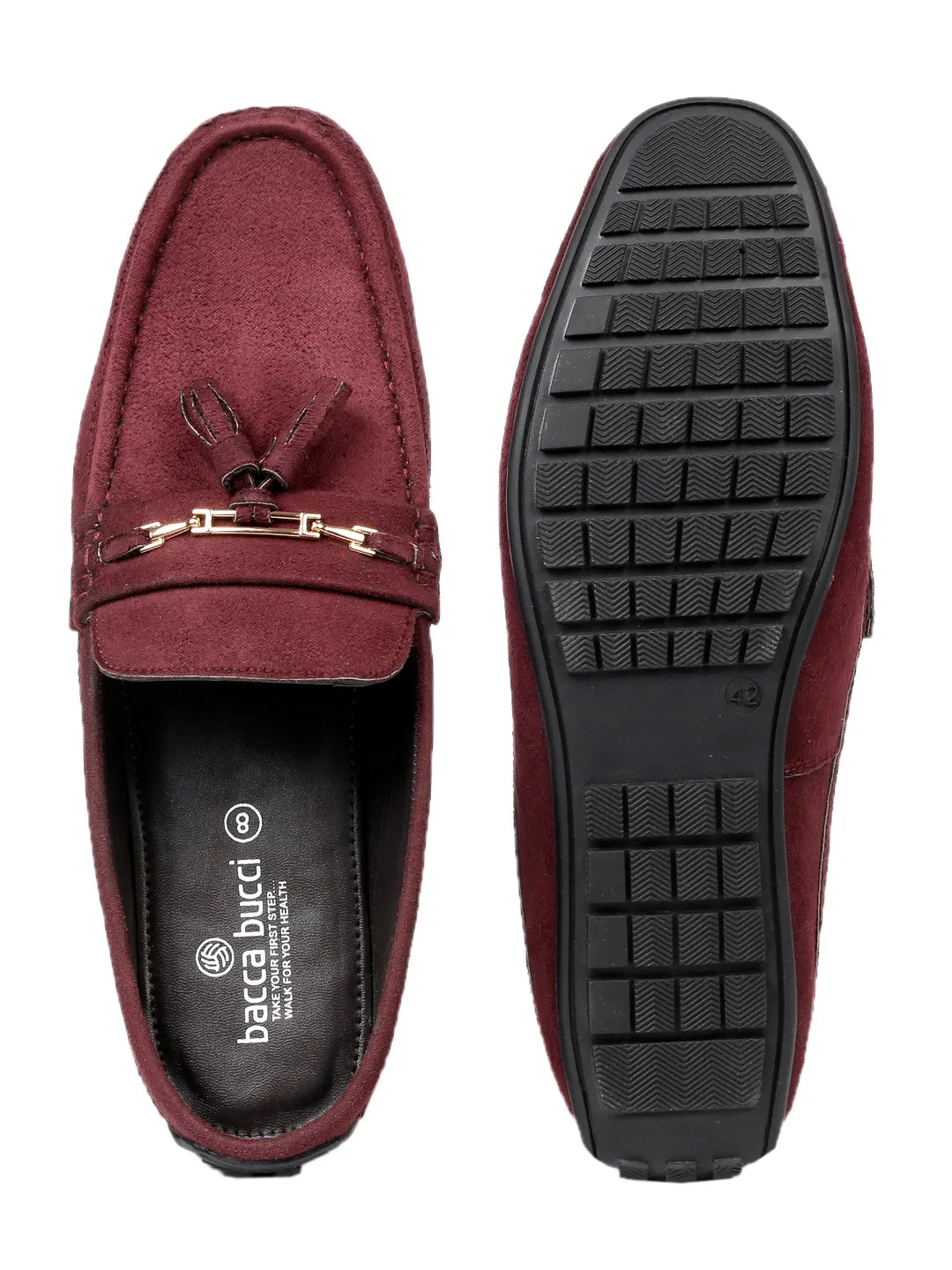 Loafers In Spanish Bacca Bucci JAMBOREE Fashion Mules/Clogs/Backless Loafers for Party/Travel/Office-Velvet Maroon