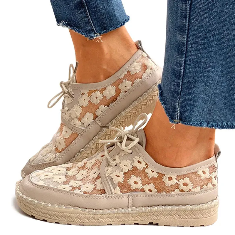 Women's flower embroidery lace mesh front lace sneakers | Chunky platform canvas shoes Nike Air Force 1 Low Se Waterproof Casual Shoes