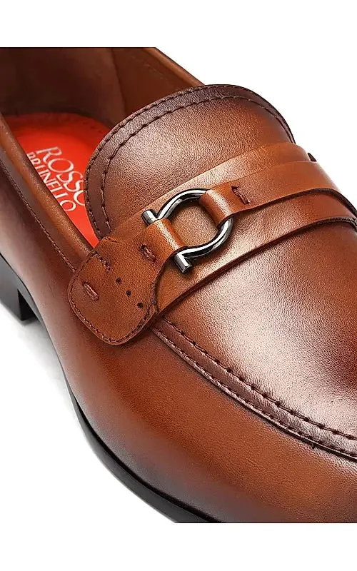 Tan Embellished Leather Loafers Chic Loafers