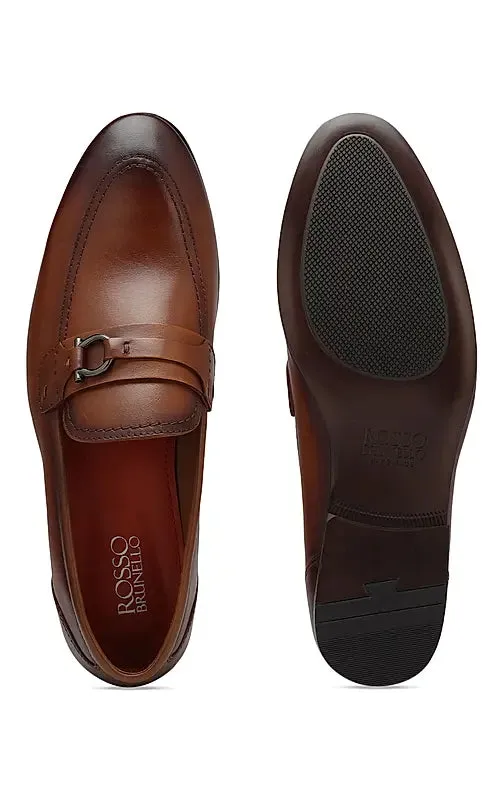 Tan Embellished Leather Loafers Plume Loafers