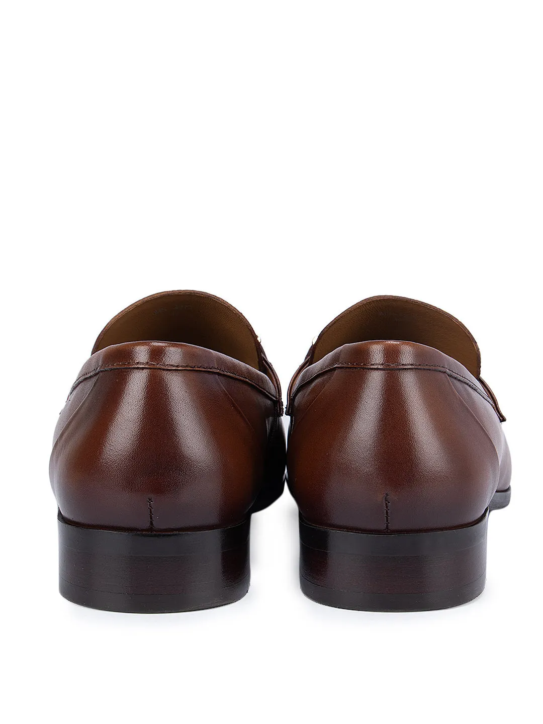 All Saints Loafers Tan Leather Loafers With Gold Buckle