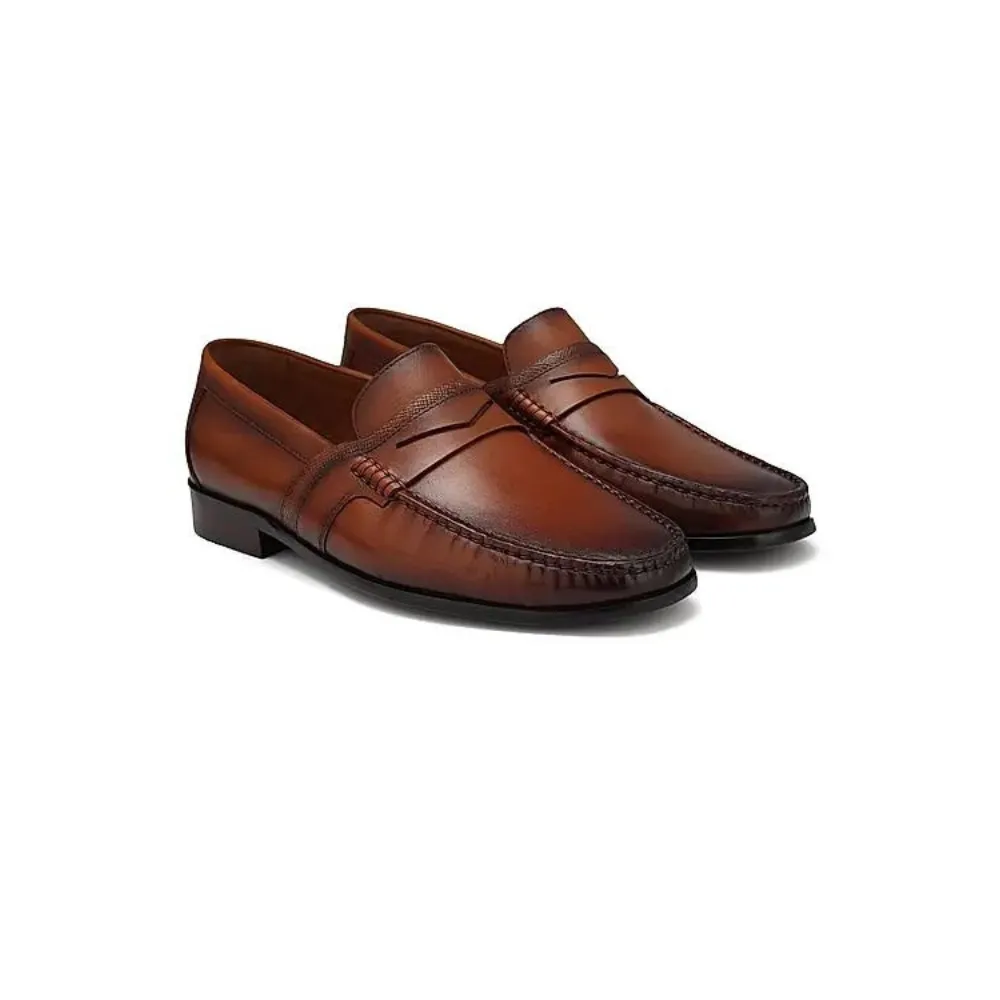 Tan Leather Loafers With Panel Whiddon Step Loafers