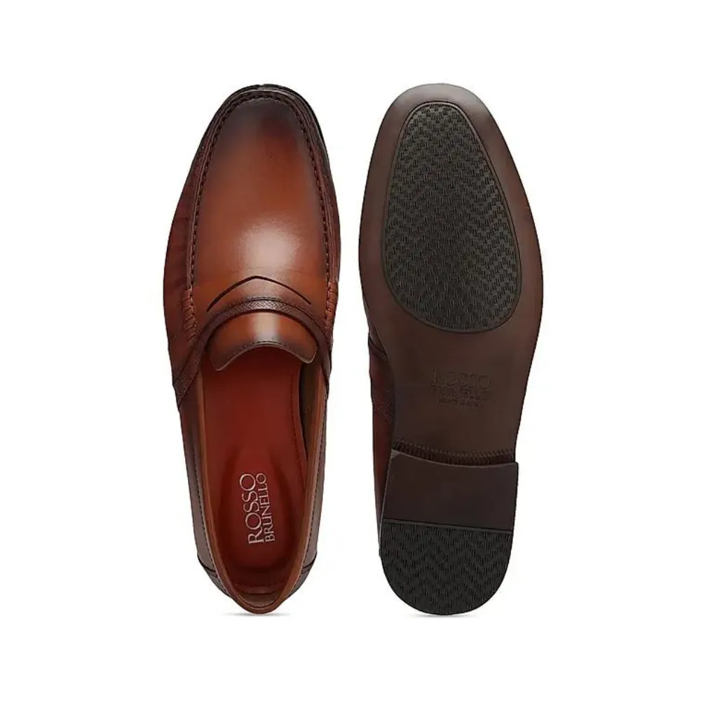 Tan Leather Loafers With Panel Leather Tan Loafers