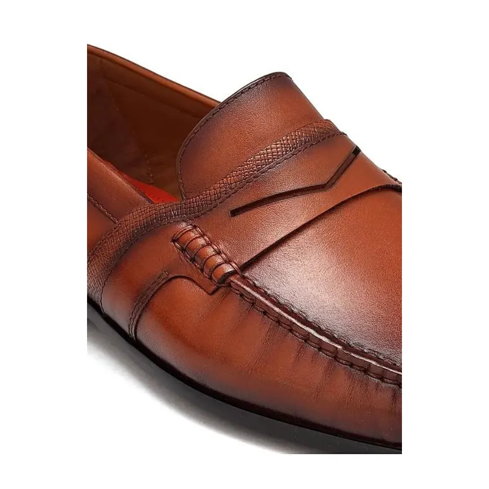 Nine West Loafers Tan Leather Loafers With Panel