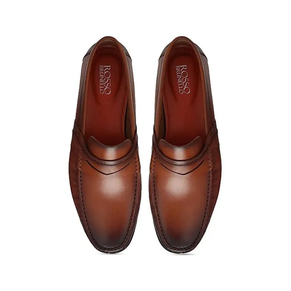 Brixton Loafers Tan Leather Loafers With Panel