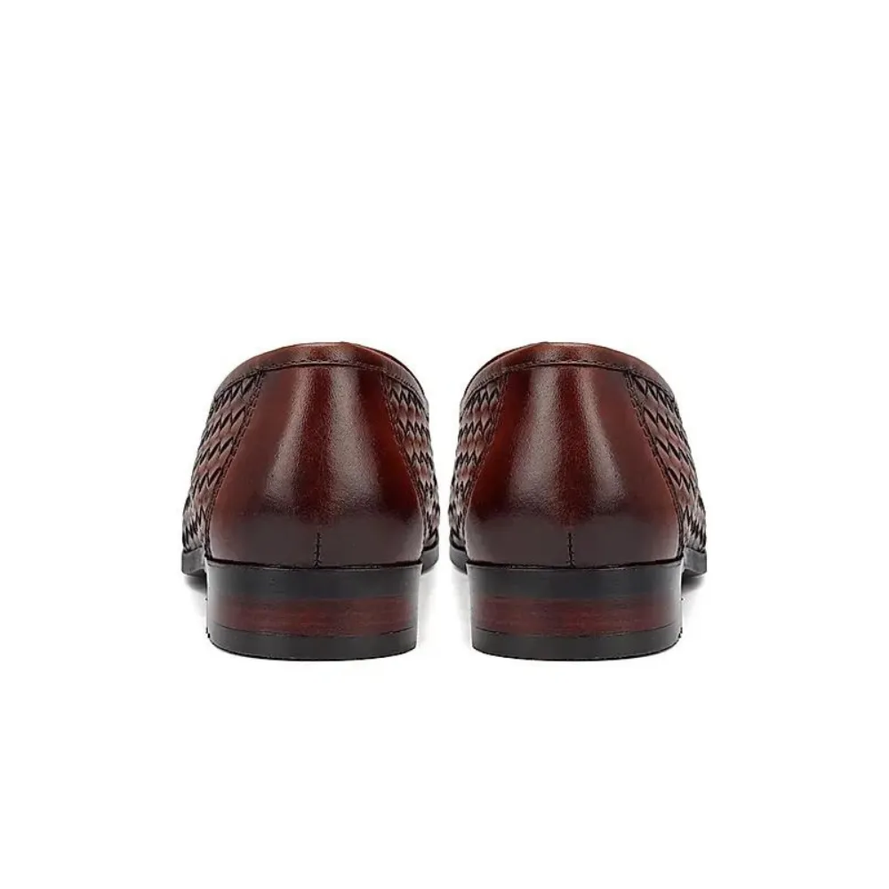 Tan Woven Leather Loafers With Tassels Suede Loafers Sale