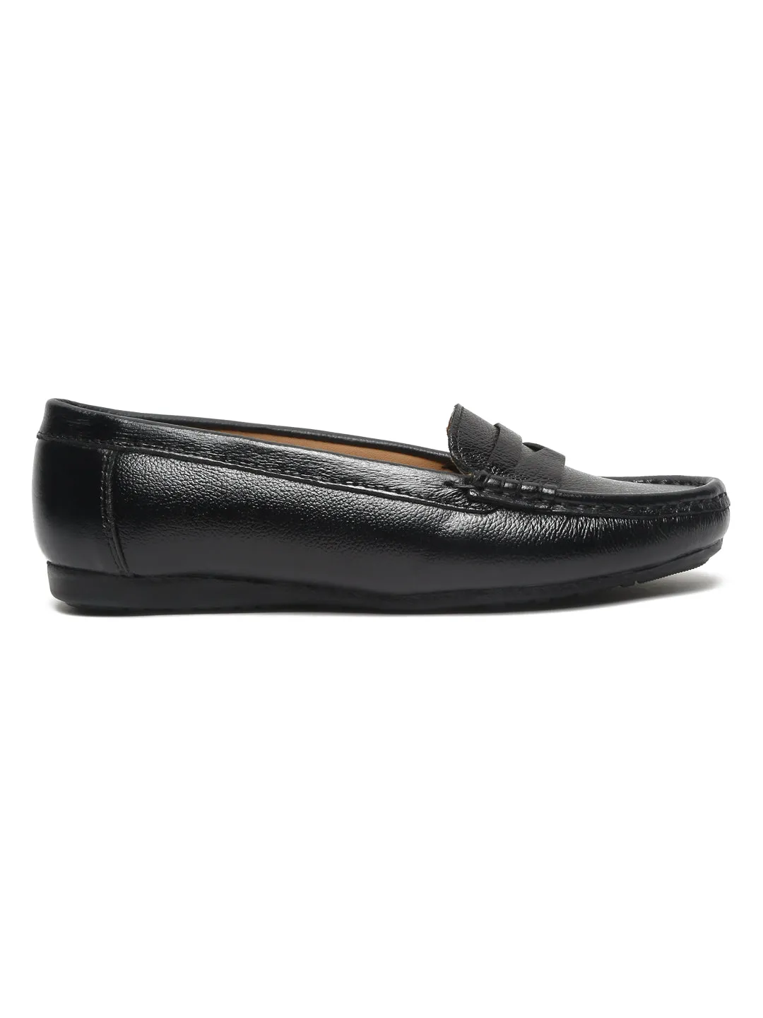 Teakwood Leathers Women Black Solid Slip-on Loafers Weejun Loafers
