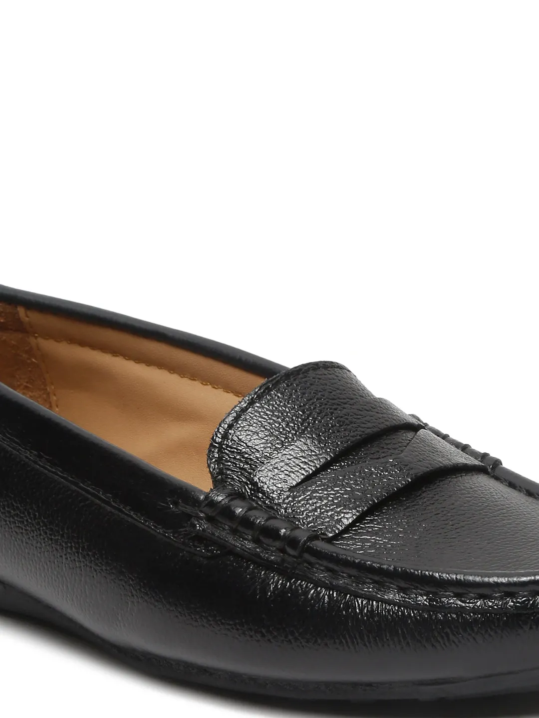Penny In Loafers Teakwood Leathers Women Black Solid Slip-on Loafers