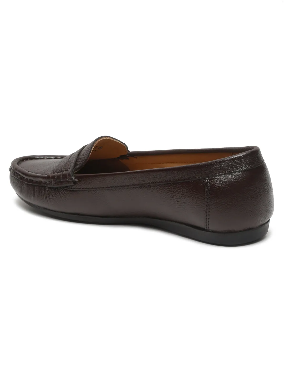 Teakwood Leathers Women Brown Solid Slip-on Loafers Loafers Rubber Sole