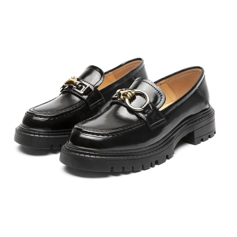 The Nina - Chunky Leather Penny Loafers For Women Loafers Princetown Fur