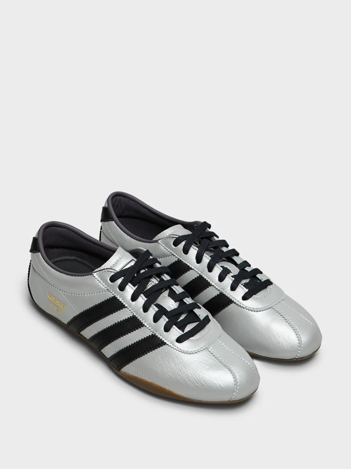 Tokyo Decon Sneakers in Silver Metallic, Core Black and Gum Customized Adidas Shoes