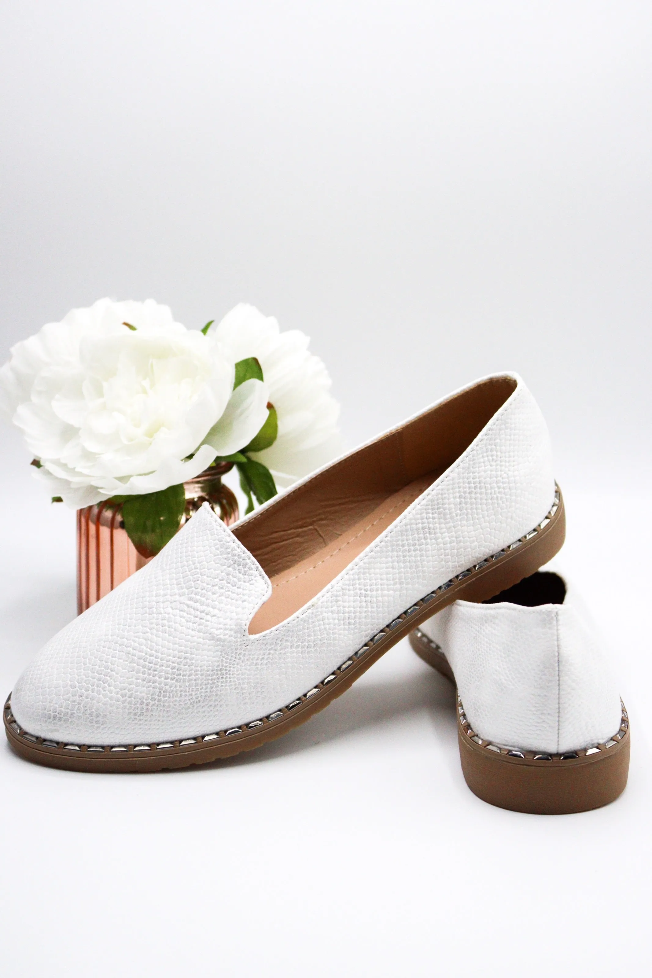 Chocolate Brushed Leather Loafers Tory Mock Loafers Shoes (White)