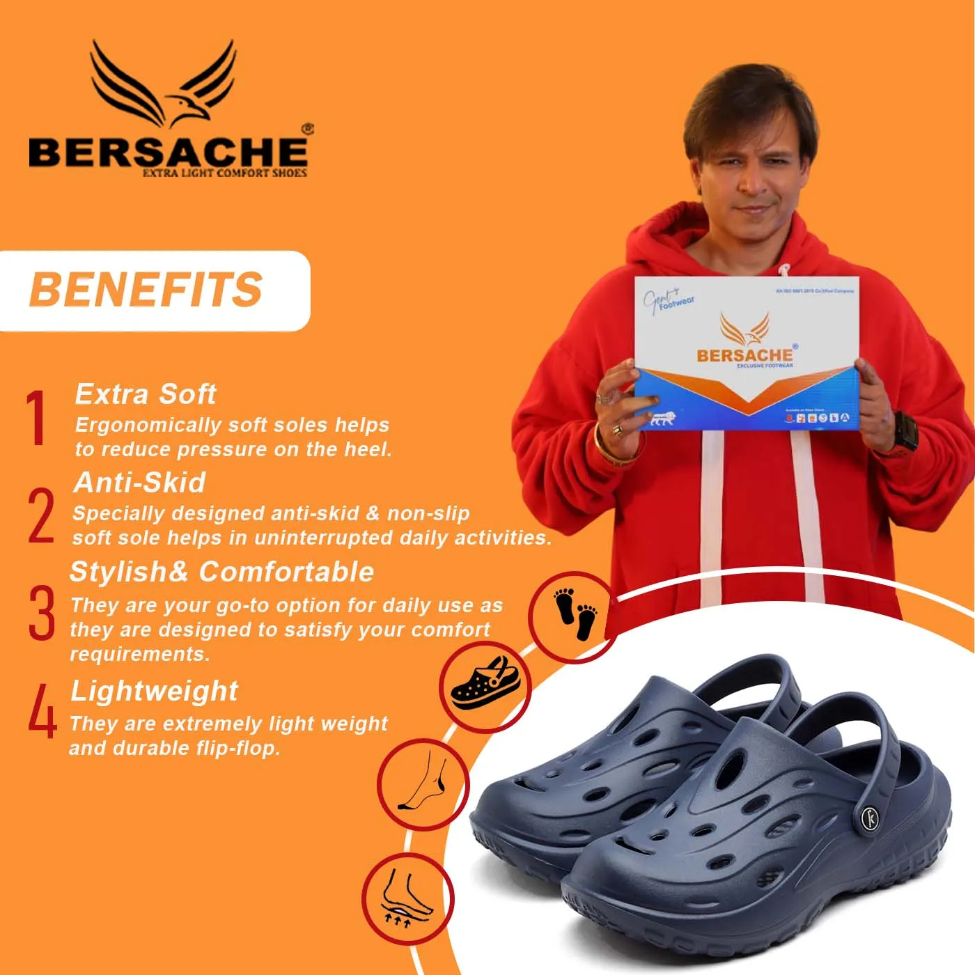 Flat Slippers Bersache Extra Soft Classic Casual with  Regular wear with Ultra Soft & Flexibility Technology Flip Flop for Men's & Boy's (6127-Blue)