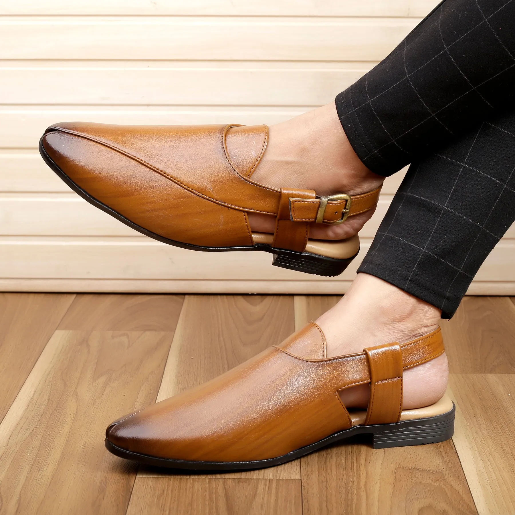 Bacca Bucci NOBILITY Close-Toe Outdoor Open Ethnic Sandals with Buckle Genuine Leather Slippers