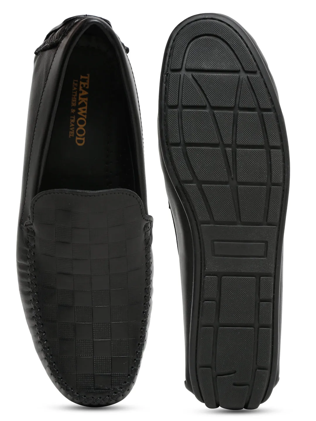 Eastbay Casual Shoes Men Black Texture Genuine Leather Loafers