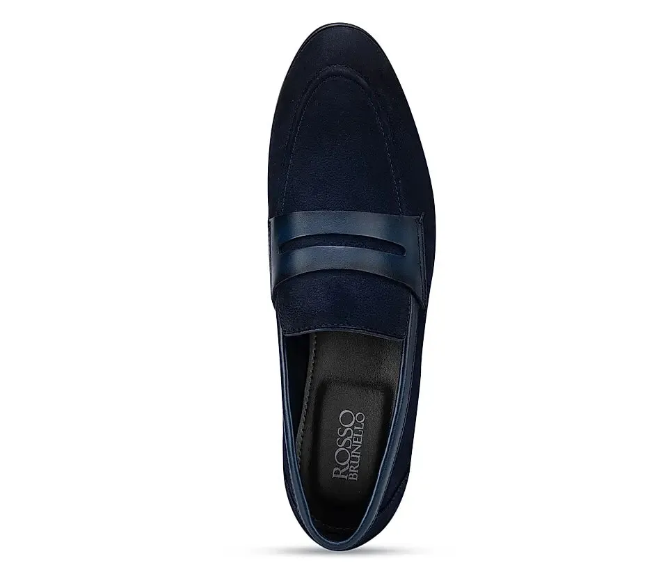 Blue Loafers with Leather Panel Best Lug Sole Loafers