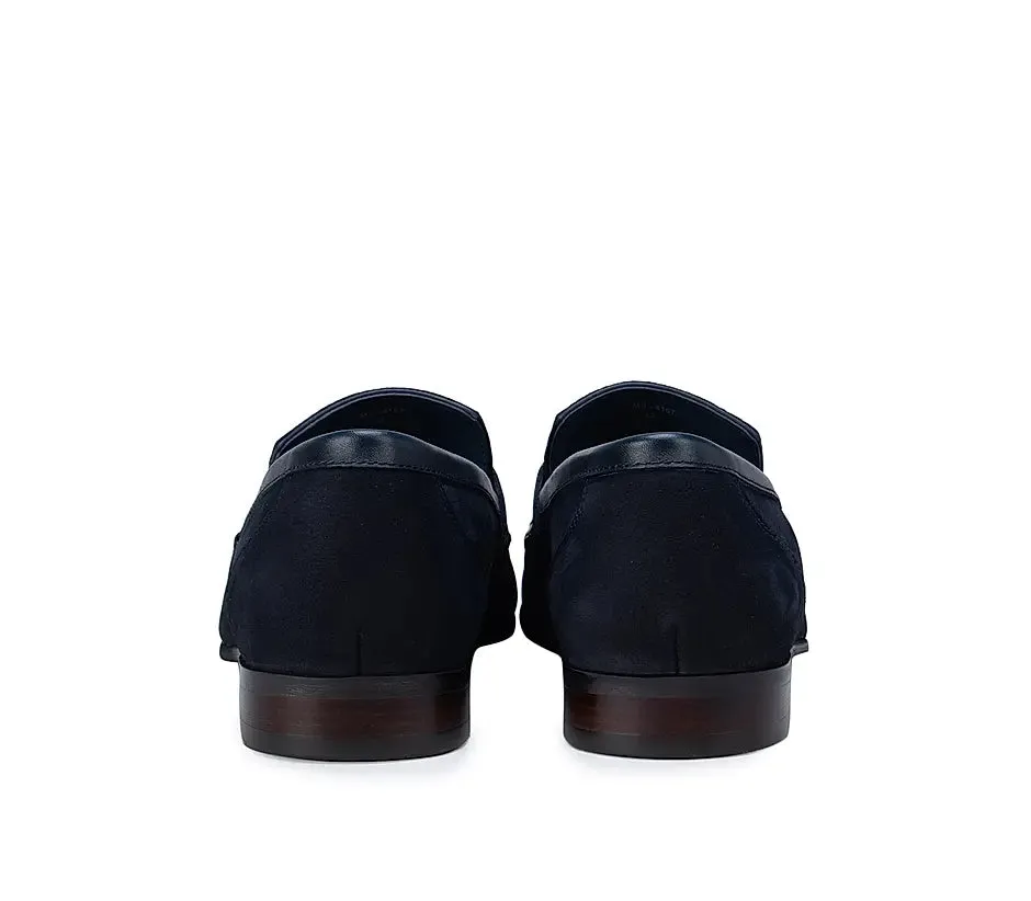 Blue Loafers with Leather Panel Union Loafers Bagels