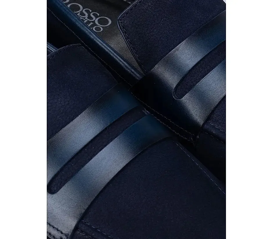Loafers Beach Club Raleigh Blue Loafers with Leather Panel