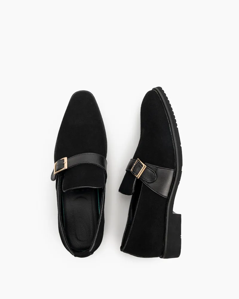 Men's Slip On Monk-Strap Suede Slipper Penny Moccasin Loafers Loafers Grey