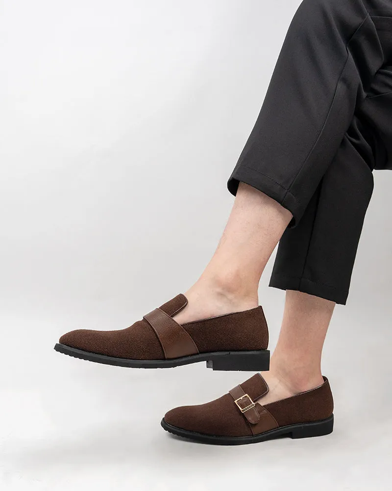 Men's Slip On Monk-Strap Suede Slipper Penny Moccasin Loafers Formal Loafers Shoes